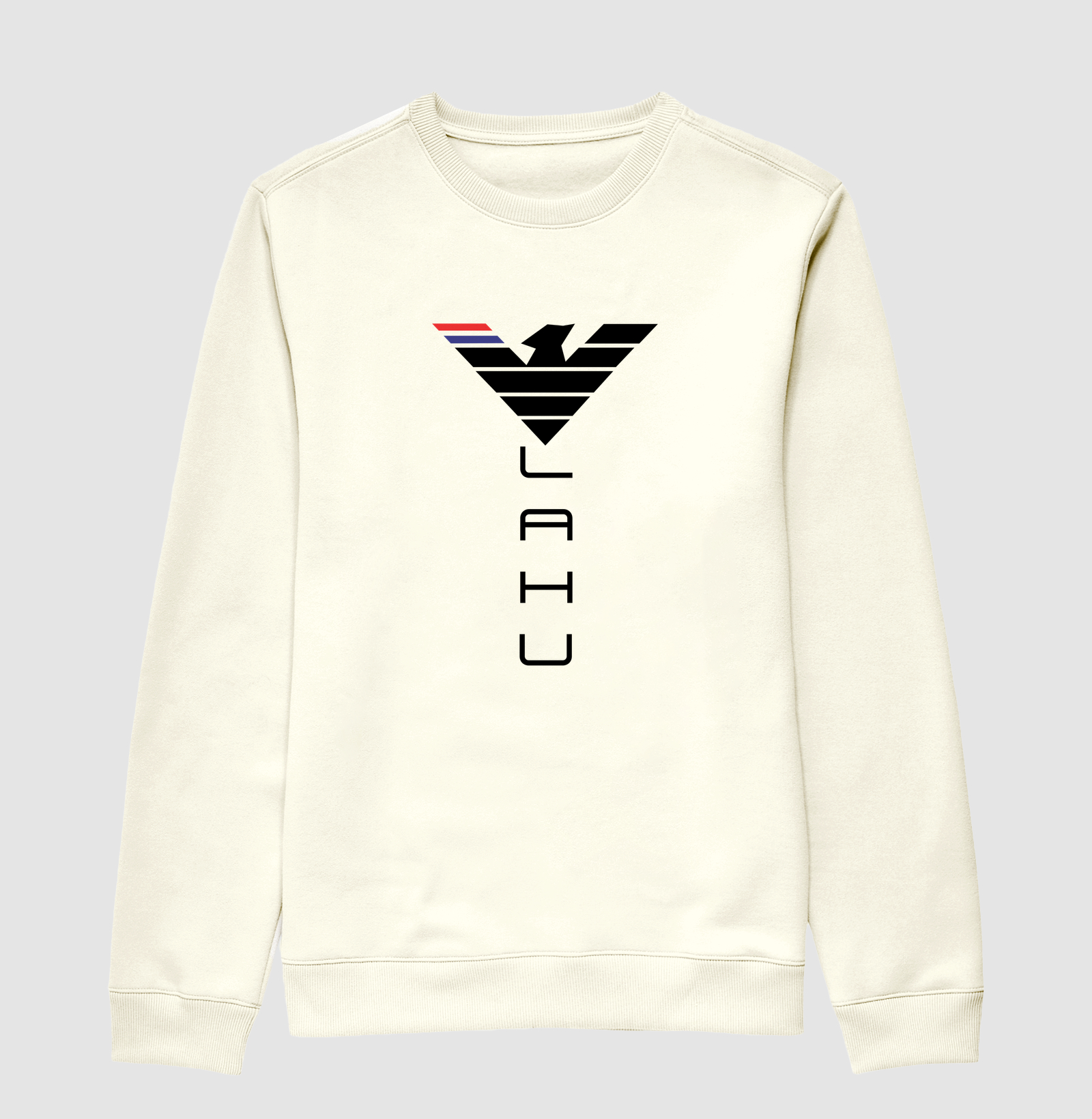 LAHU — ERGUIDA, MODERNA, INESQUECÍVEL ✨ Uma composição que muda a perspectiva e eleva tudo. Sobre o BRANCO profundo e elegante, a fênix se destaca no topo — linhas nobres, detalhes que brilham, pronta para guiar. Abaixo, LAHU em trajetória vertical: letra por letra, firme e imponente, subindo como quem não para de crescer. - Imagem 2