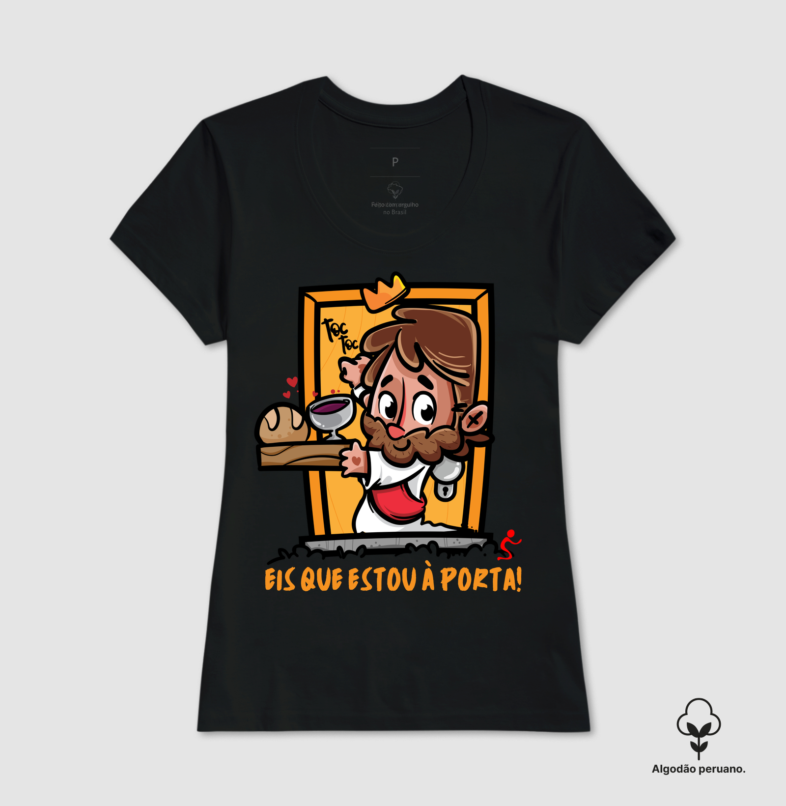 Camiseta Algodão Peruano Cristã Jesus Está à Porta - Imagem 6