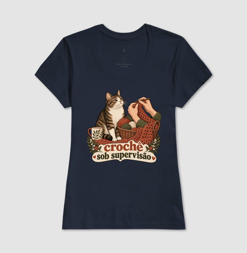 Camiseta Gato Crochê "crochê sob supervisão" | Pelo & Pano - Imagem 7