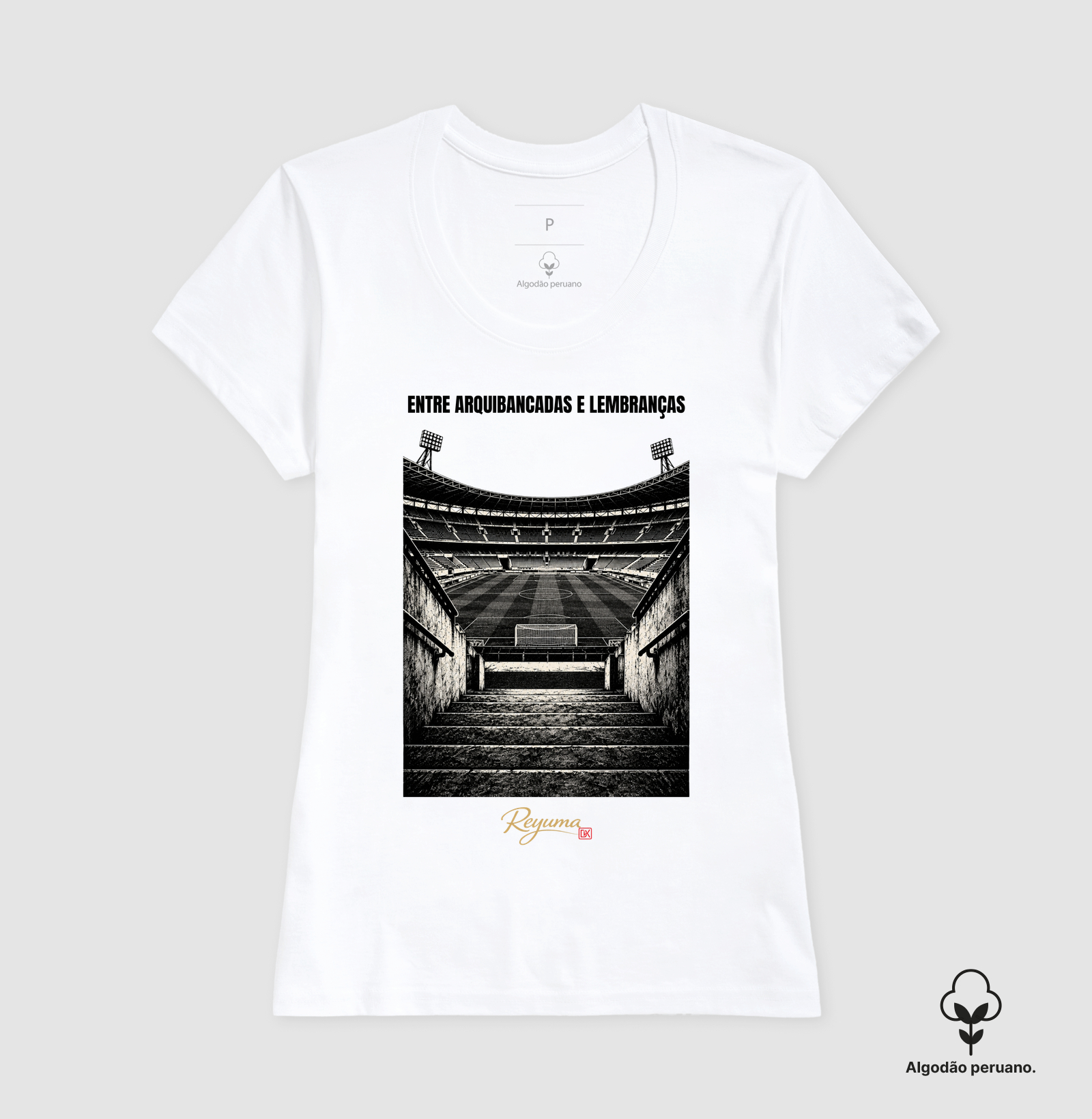 "Entre Arquibancadas e Lembranças" - Futebol - Camiseta Algodão Peruano Masculina, Feminina e Babylook - Imagem 11