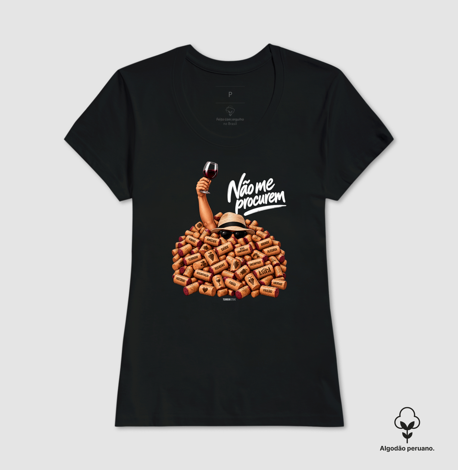 Camiseta “Não Me Procurem” – Wine Lifestyle - Versão Chapéu - Imagem 6
