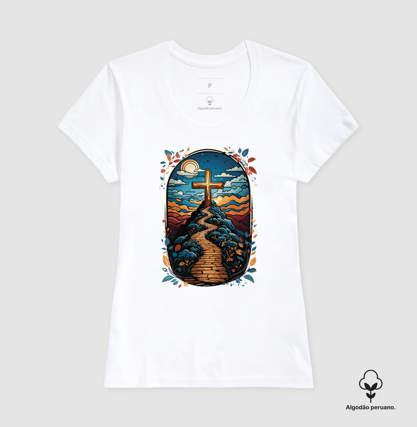 Camiseta Fem. Algodão Peruano Caminho da Cruz - Imagem 3