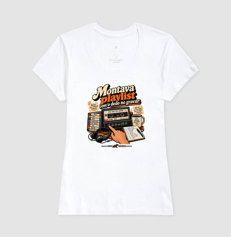 MONTAVA PLAYLIST COM O DEDO NO GRAVAR - Modo Capivara - Camiseta - Imagem 7
