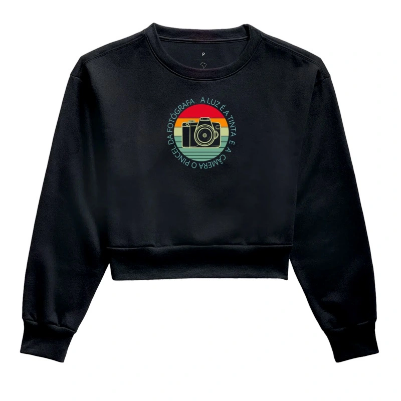 Moletom cropped feminino a luz é a tinta - Imagem 2