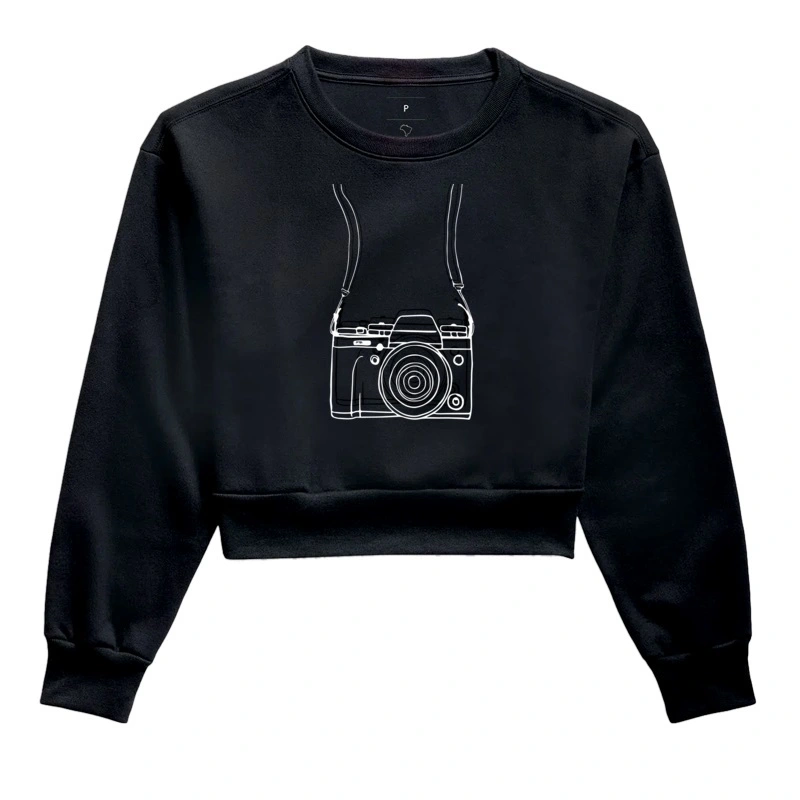 Moletom cropped feminino câmera fotográfica - Imagem 2