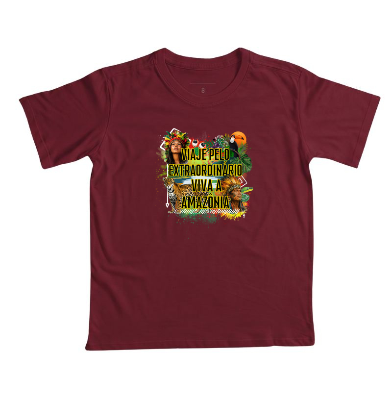 Camiseta Viaje pelo Extraordinario Viva a Amazonia | Onca Tucano Indigena | Colecao Viciados em Viagem - Imagem 7