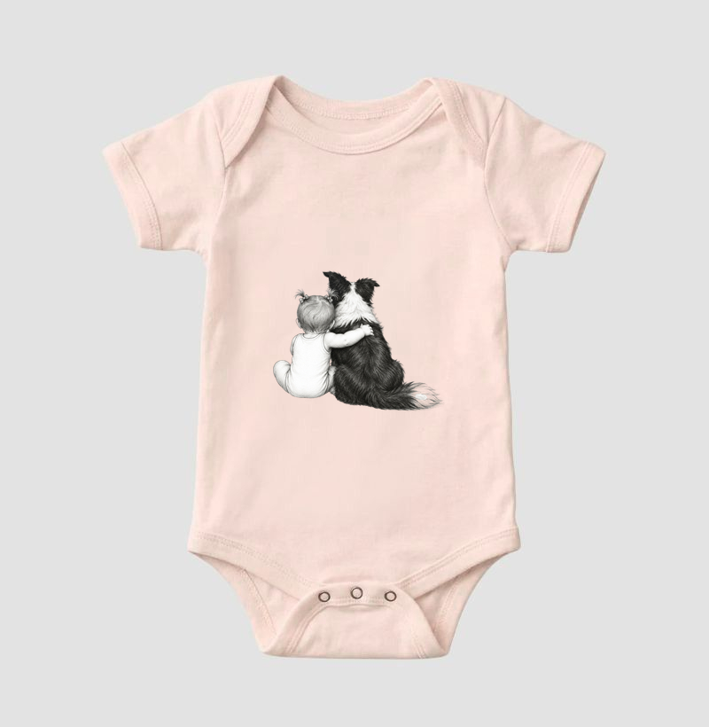 Abraço - Cachorro (Border Collie) e bebê menina (body bebê) - Imagem 3