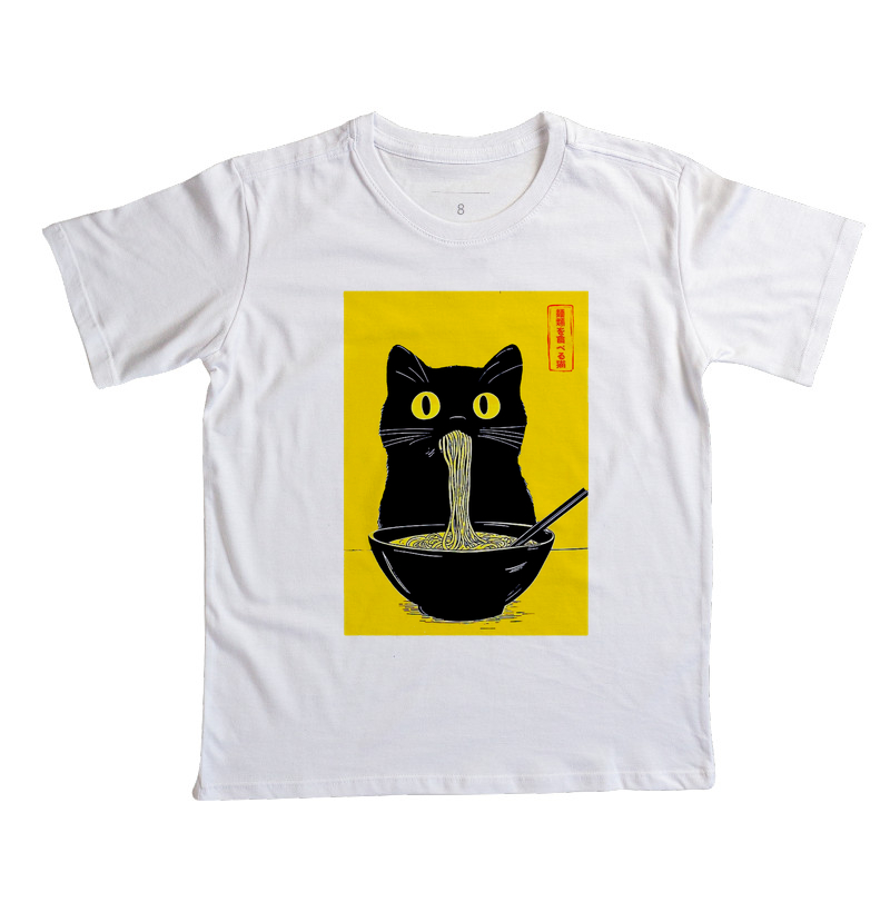 Camiseta Infantil Gato Comendo Lámen Japones - Imagem 7