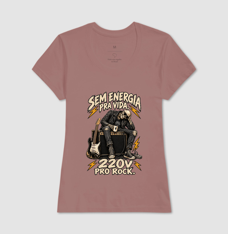 Camiseta Sem Energia Pra Vida 220V Pro Rock – Estampa Caveira Rocker e Guitarra - Imagem 13