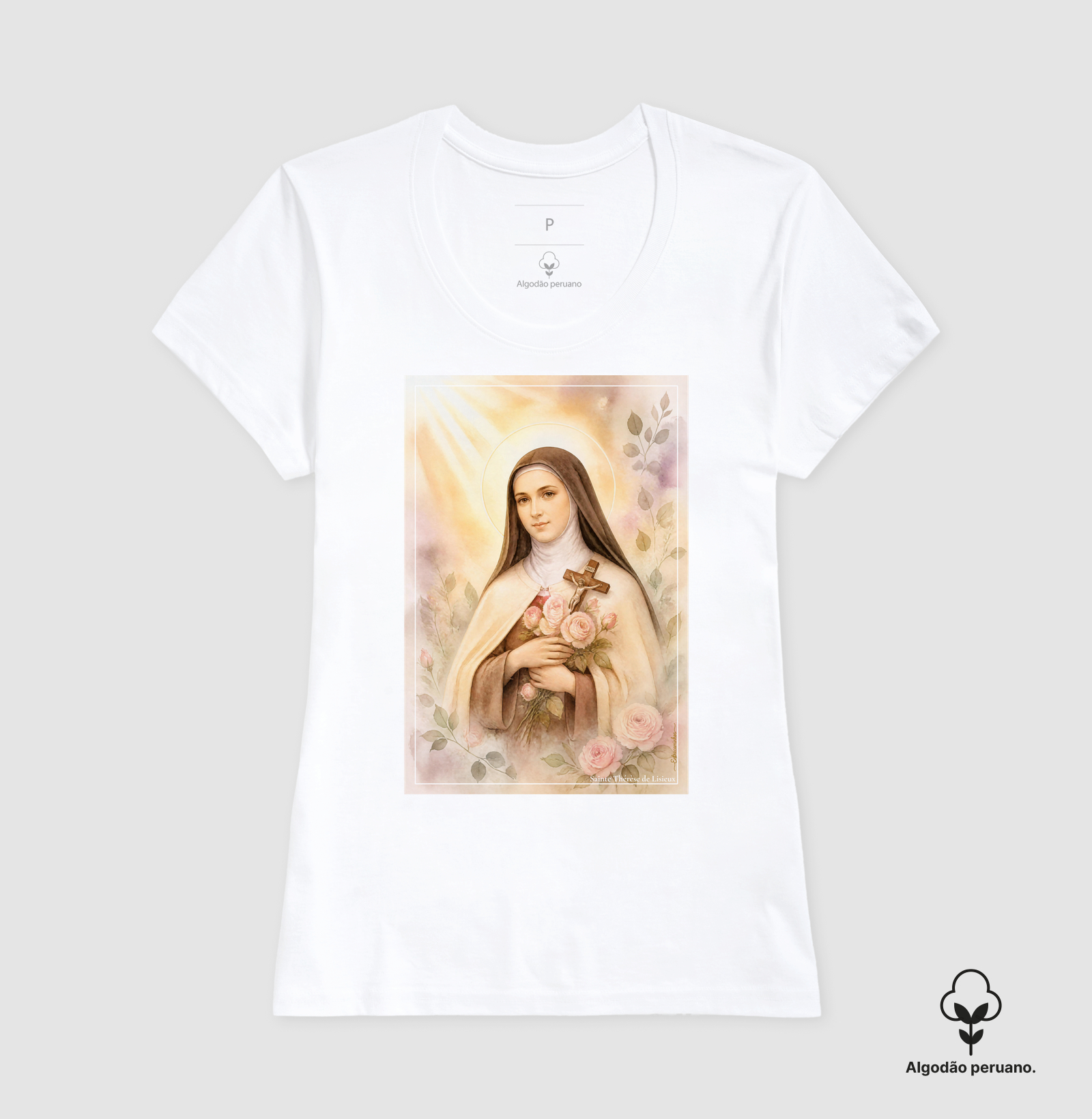 Santa Teresinha do Menino Jesus - Arte em Aquarela com Rosas - Imagem 5