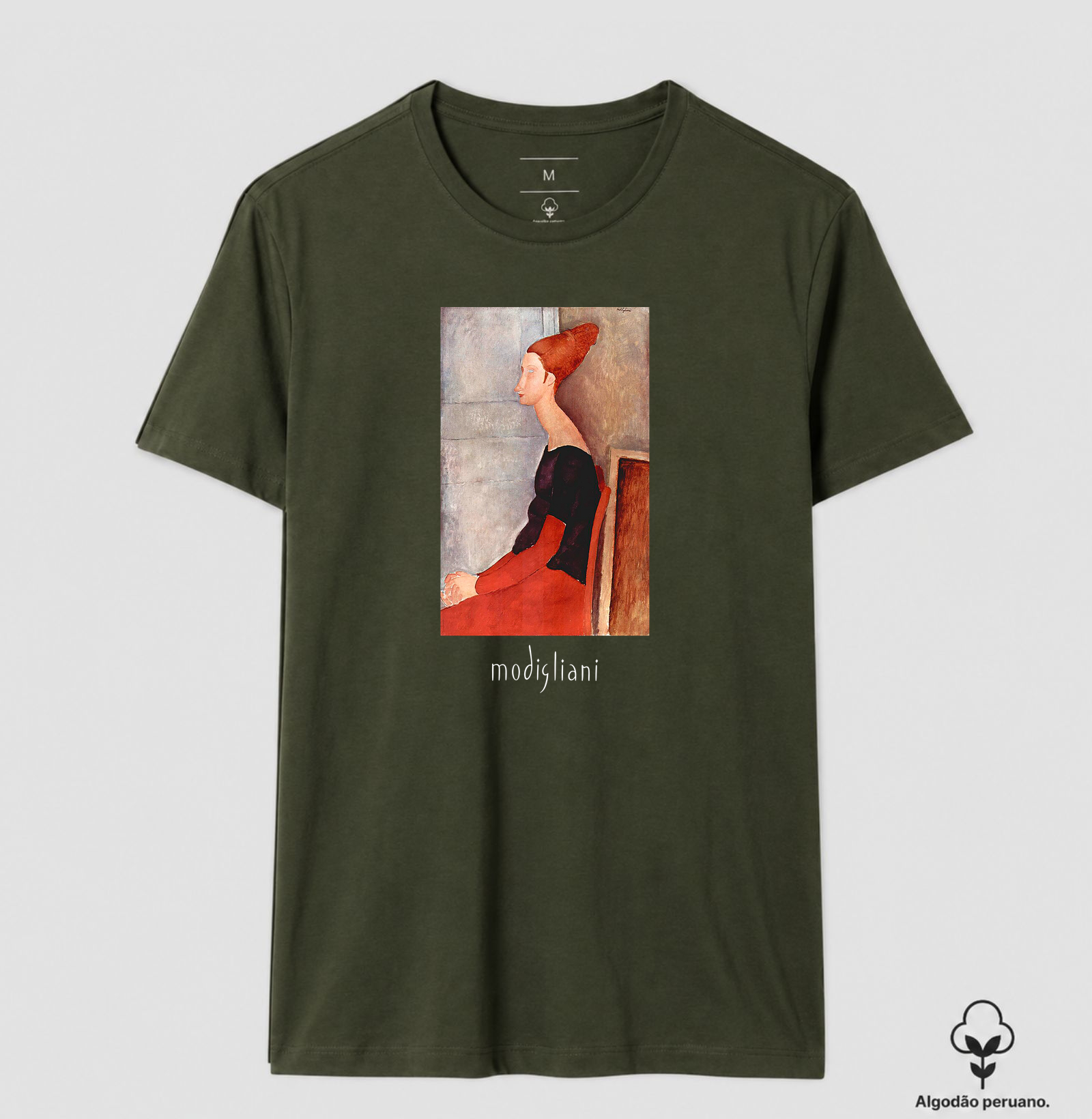 Camiseta Algodão Peruano Tanguis Jeanne Hébuterne de Perfil Modigliani  - Imagem 5