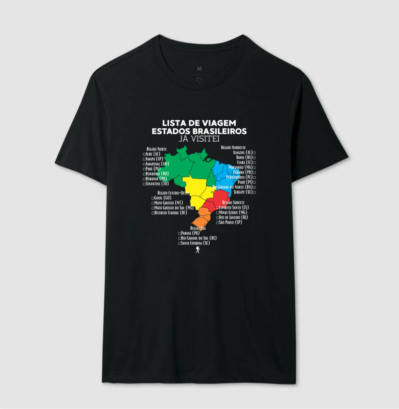 Camiseta Lista de Viagem Estados Brasileiros Ja Visitei | Mapa Brasil Auto Personalizavel | Colecao Personalizaveis - Imagem 5