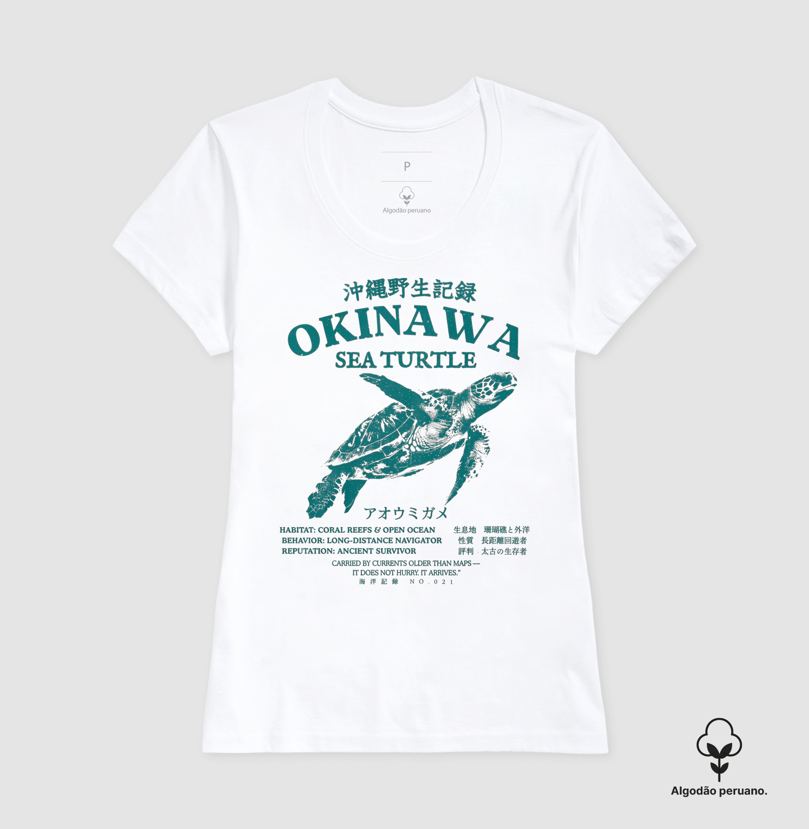 Camiseta Tartaruga Marinha Okinawa Algodão Peruano Tanguis - Imagem 3