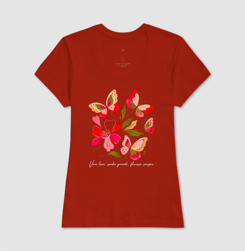 Camiseta Viva leve, Sonhe grande, Floresça sempre. - Imagem 11