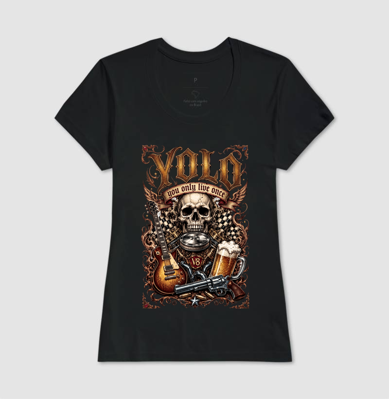 YOLO You Only Live Once | Camiseta Rock, V8 & Cerveja Vintage - Imagem 3