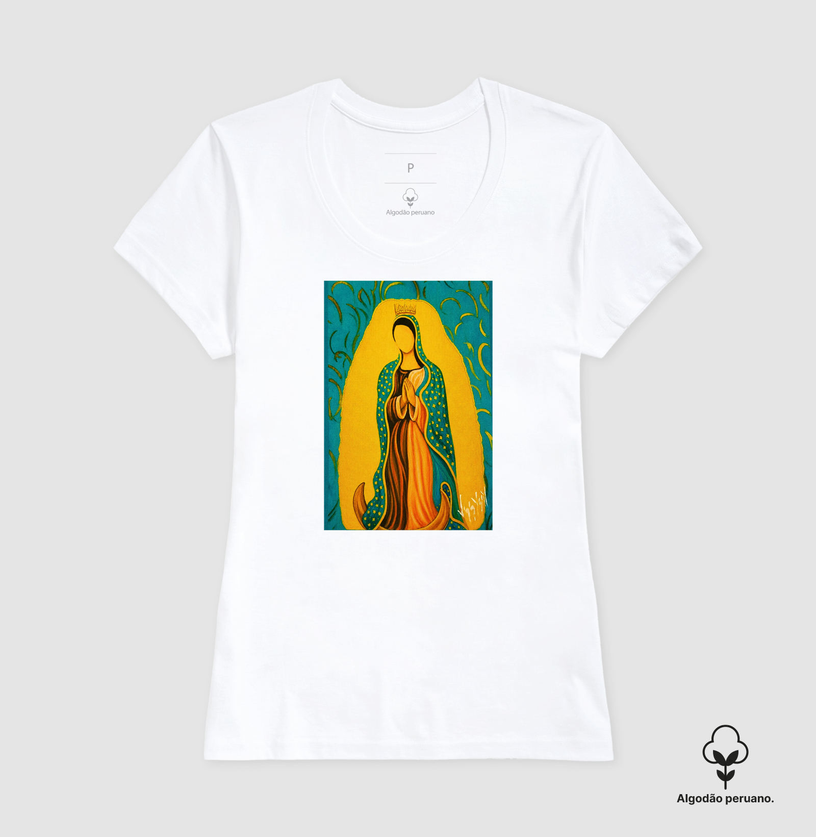 Camiseta Algodão Peruano Nossa Senhora de Guadalupe Arte Sacra - Imagem 9