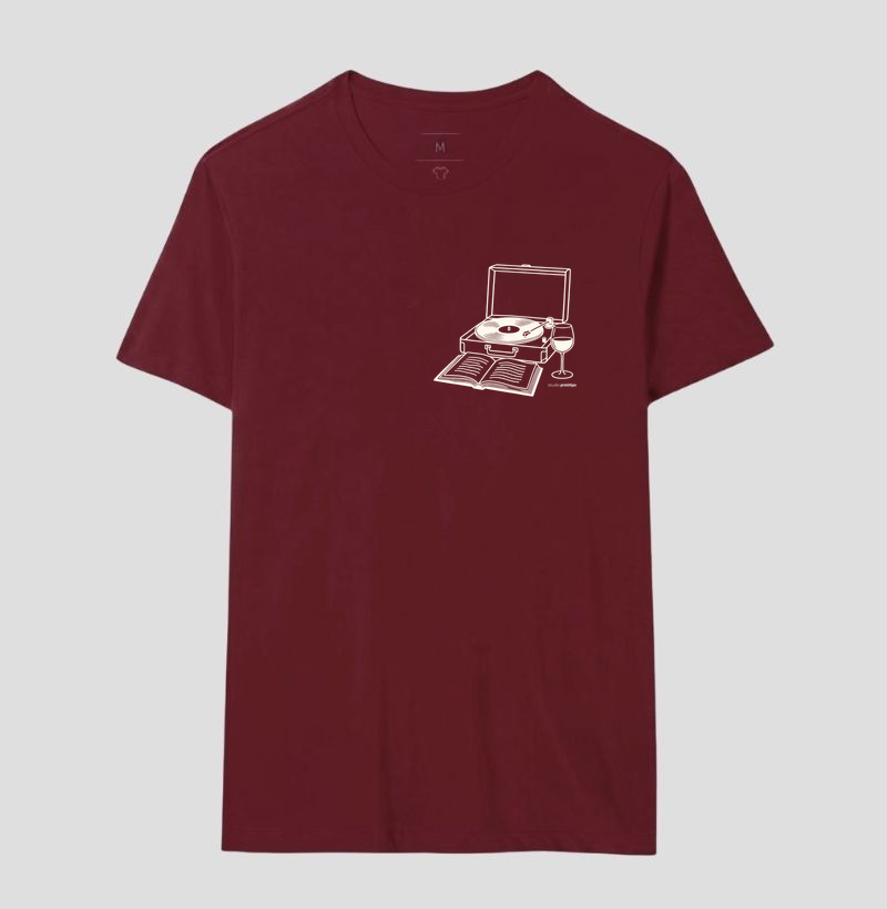 Camiseta Vinil, Livro e Vinho (estampa P) - Imagem 18