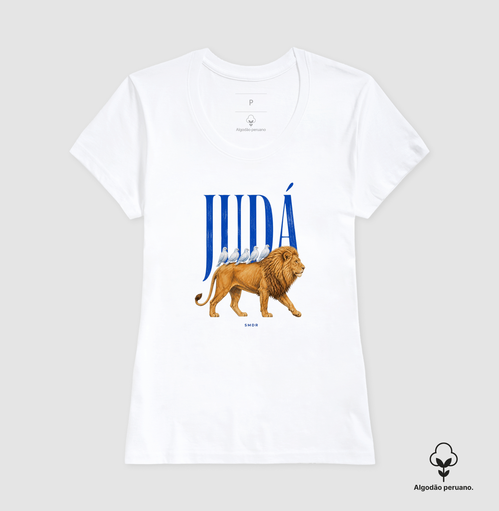 Camiseta Algodão Peruano Feminina Cristã Leão de Judá - Camiseta Algodão Peruano