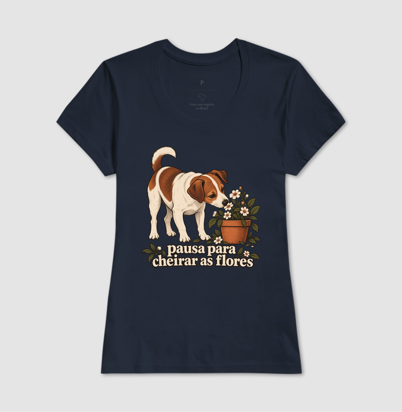 Camiseta Cachorro Flores "pausa para cheirar as flores" | Pelo & Pano - Imagem 7
