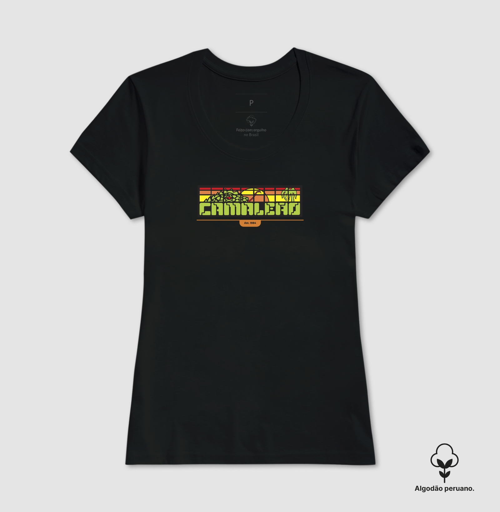 Camiseta Premium Feminina Camaleão - Marca 1984 - Camiseta Algodão Peruano