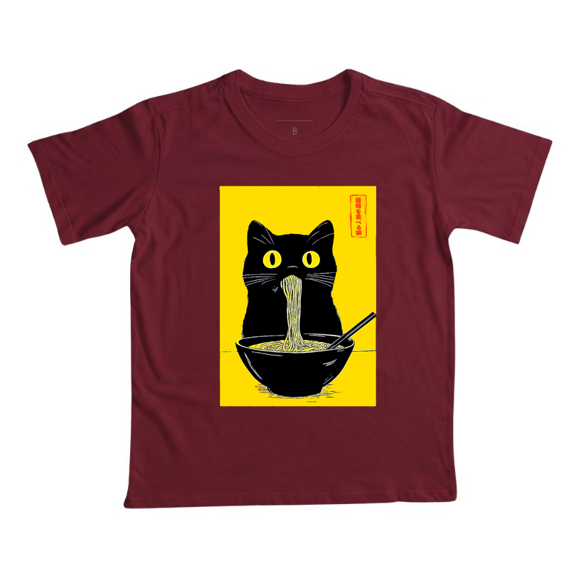 Camiseta Infantil Gato Comendo Lámen Japones - Imagem 6