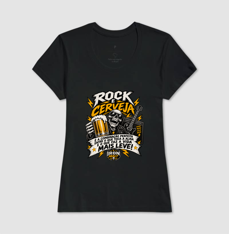 Camiseta Rock e Cerveja – Estampa Rock and Roll, Música e Cerveja - Imagem 3