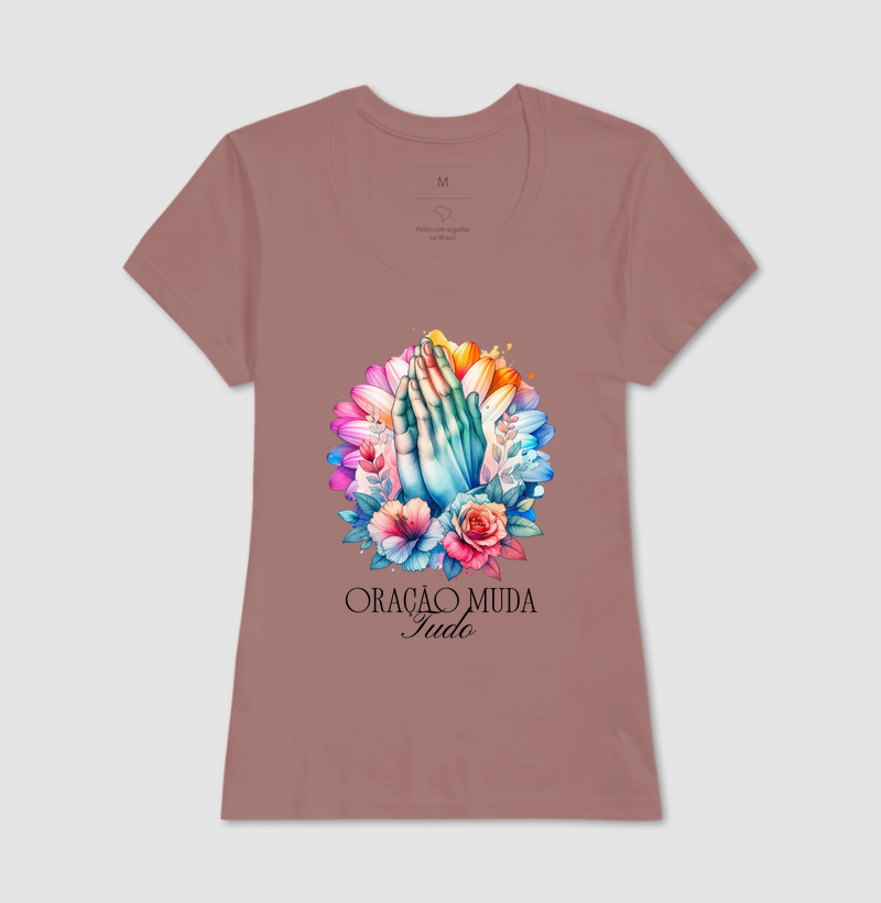 Camiseta Feminina Acinturada Oração Muda Tudo - Imagem 9