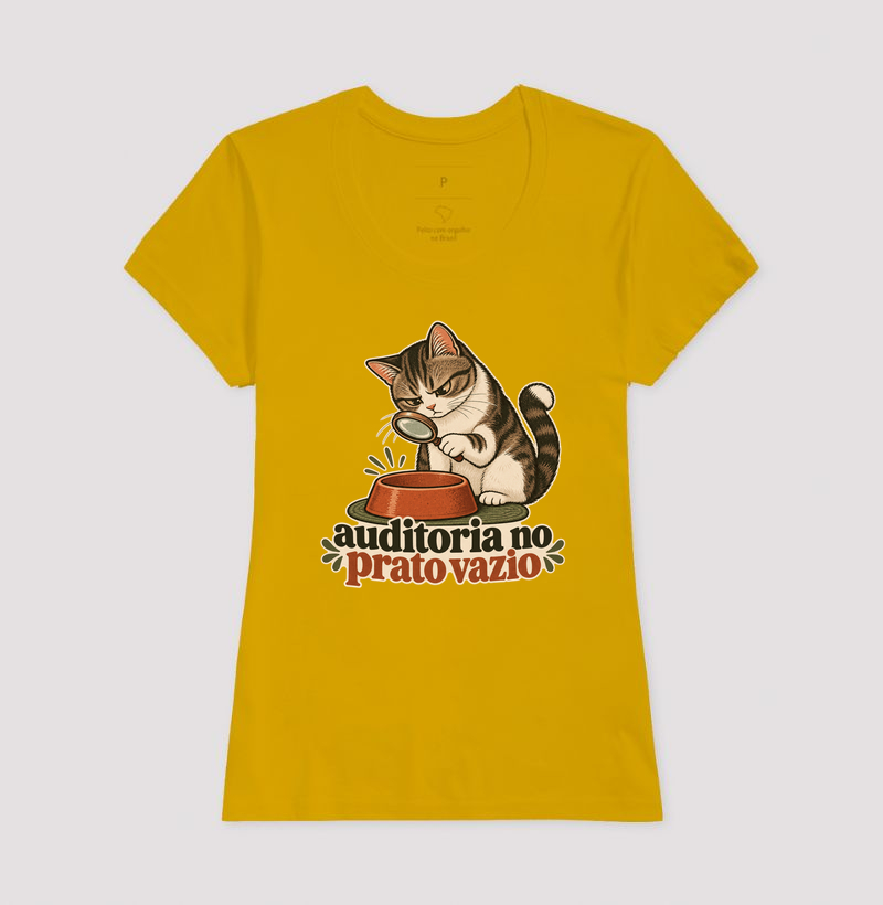 Camiseta Gato Comida "auditoria no prato vazio" | Pelo & Pano - Imagem 15