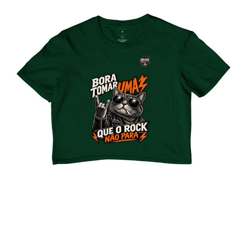 Cropped Rock Cat – Estampa Gato Rockeiro de Óculos e Jaqueta - Imagem 5