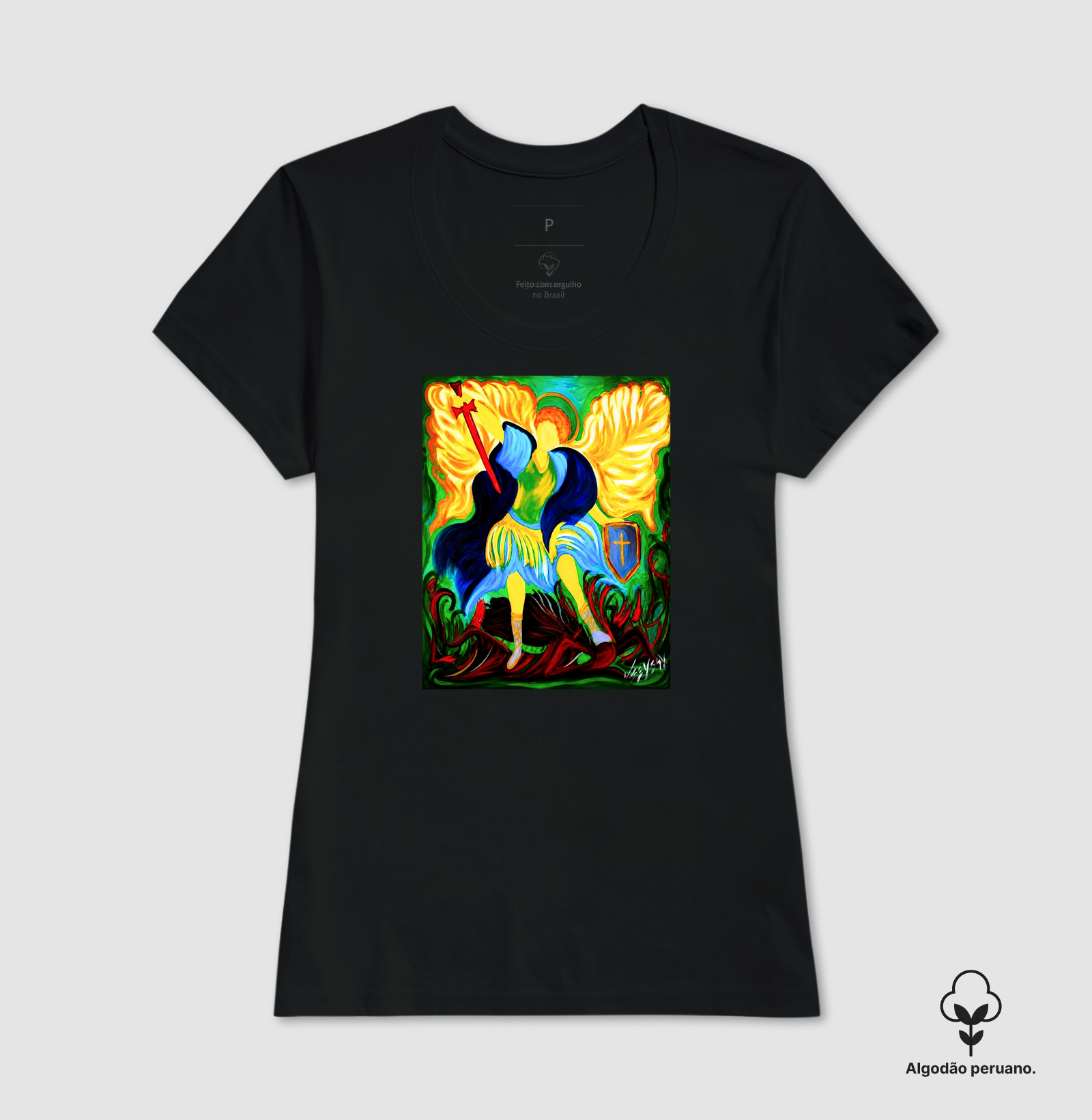 Camiseta Algodão Peruano São Miguel Arte Sacra - Imagem 6