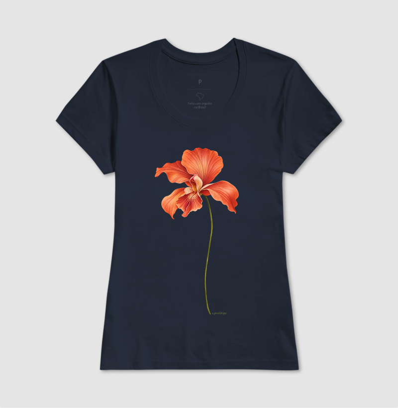 Camiseta Flor Laranja (estampa G) - Imagem 7
