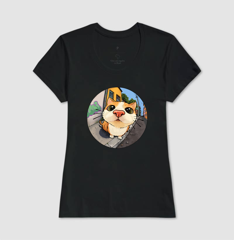 Camiseta Kaki Gatinho Regular Fit - Imagem 3