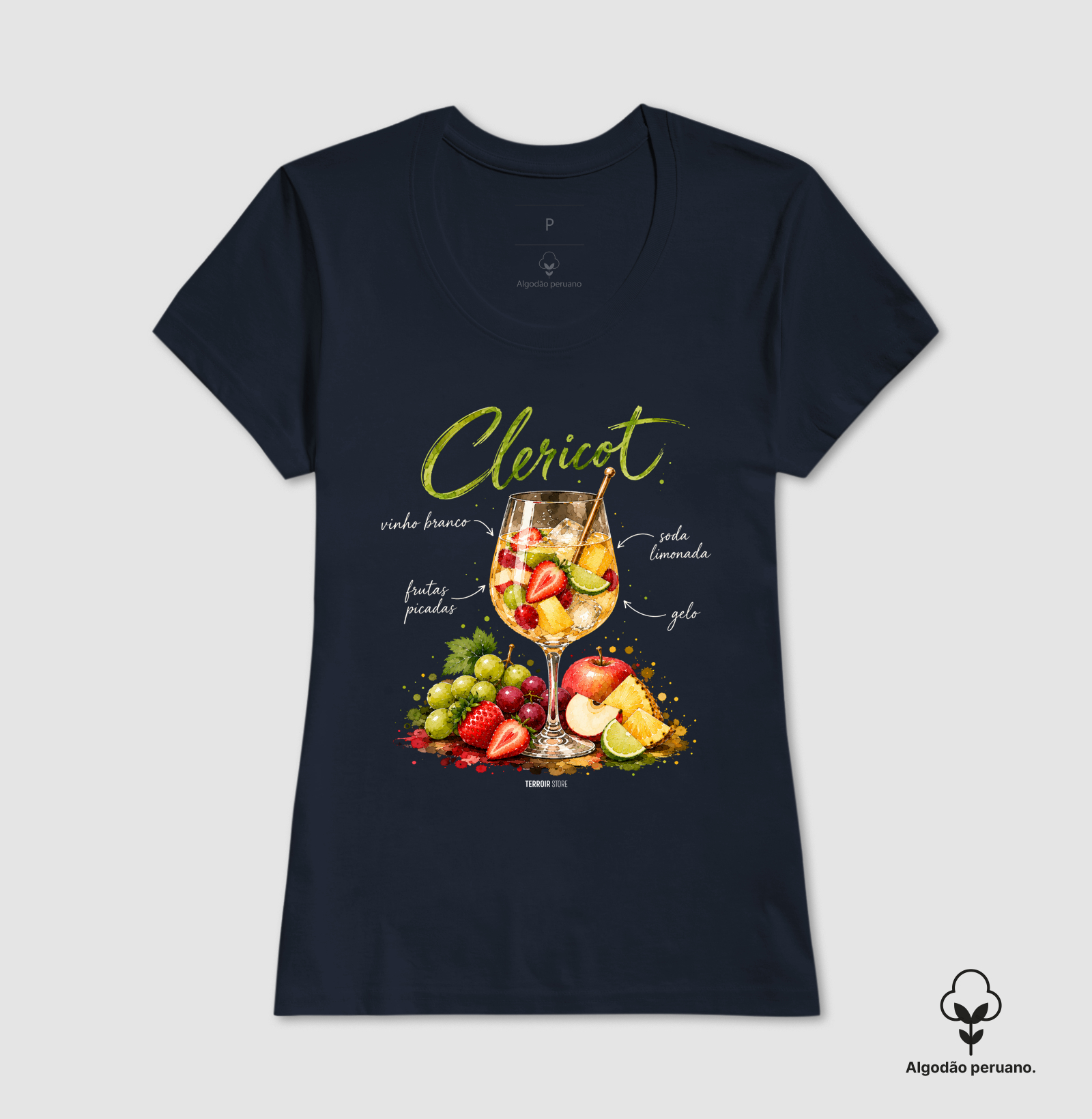 Camiseta Algodão Peruano Clericot – Drink com Vinho Branco e Frutas - Imagem 3