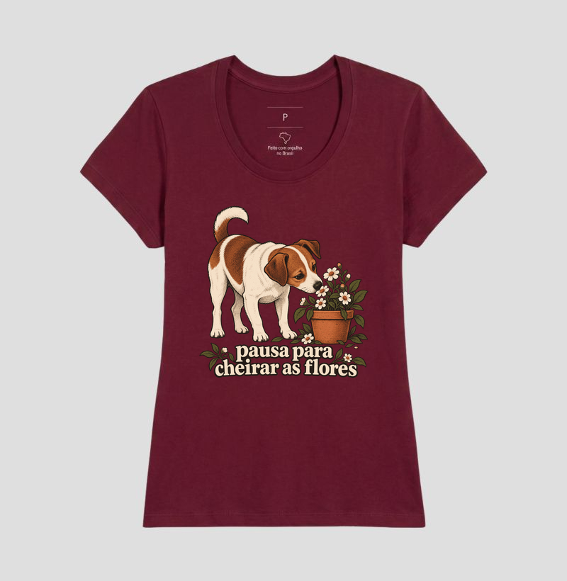 Camiseta Cachorro Flores "pausa para cheirar as flores" | Pelo & Pano - Imagem 19
