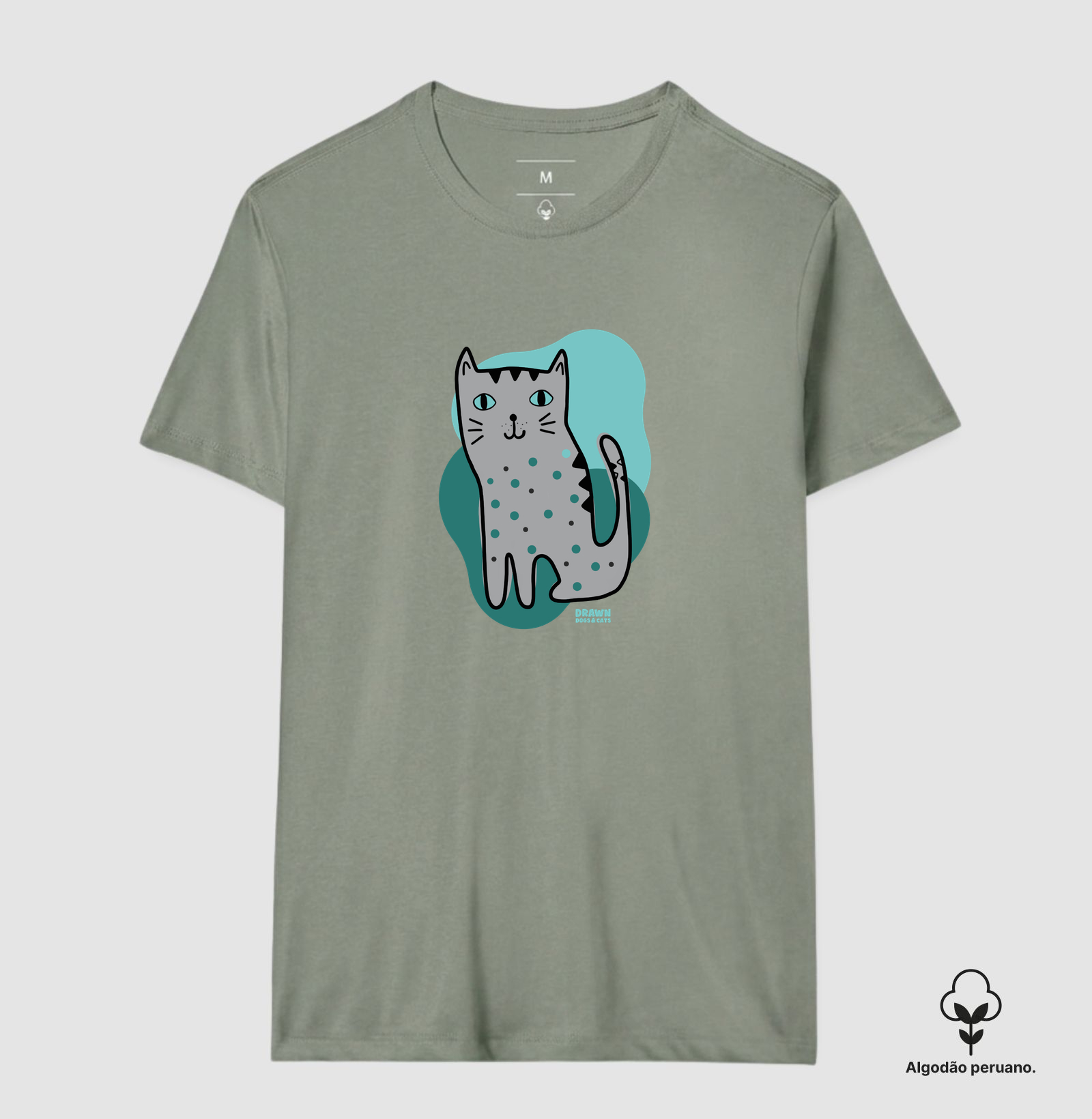 Desenho de gato cinza com fundo verde - Imagem 6