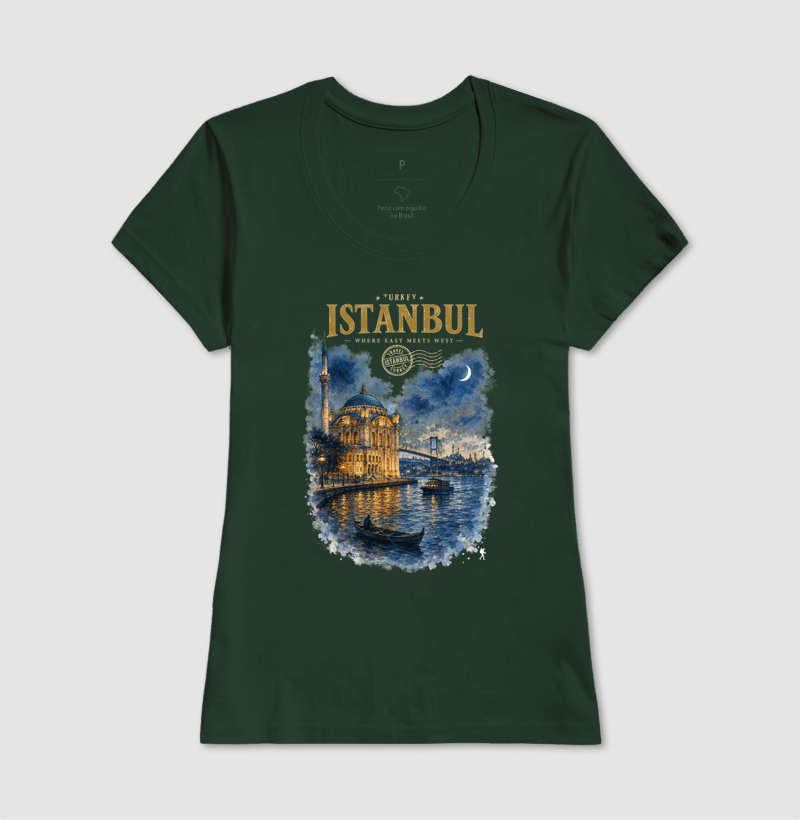 Camiseta Istanbul Turkey Where East Meets West | Aquarela Mesquita Bósforo | Colecao Fashion Travel - Imagem 16