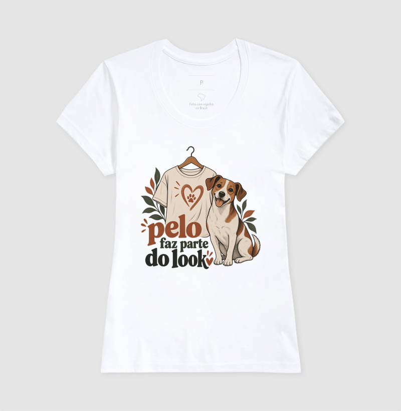 Camiseta Cachorro Humor "pelo faz parte do look" | Pelo & Pano - Imagem 5