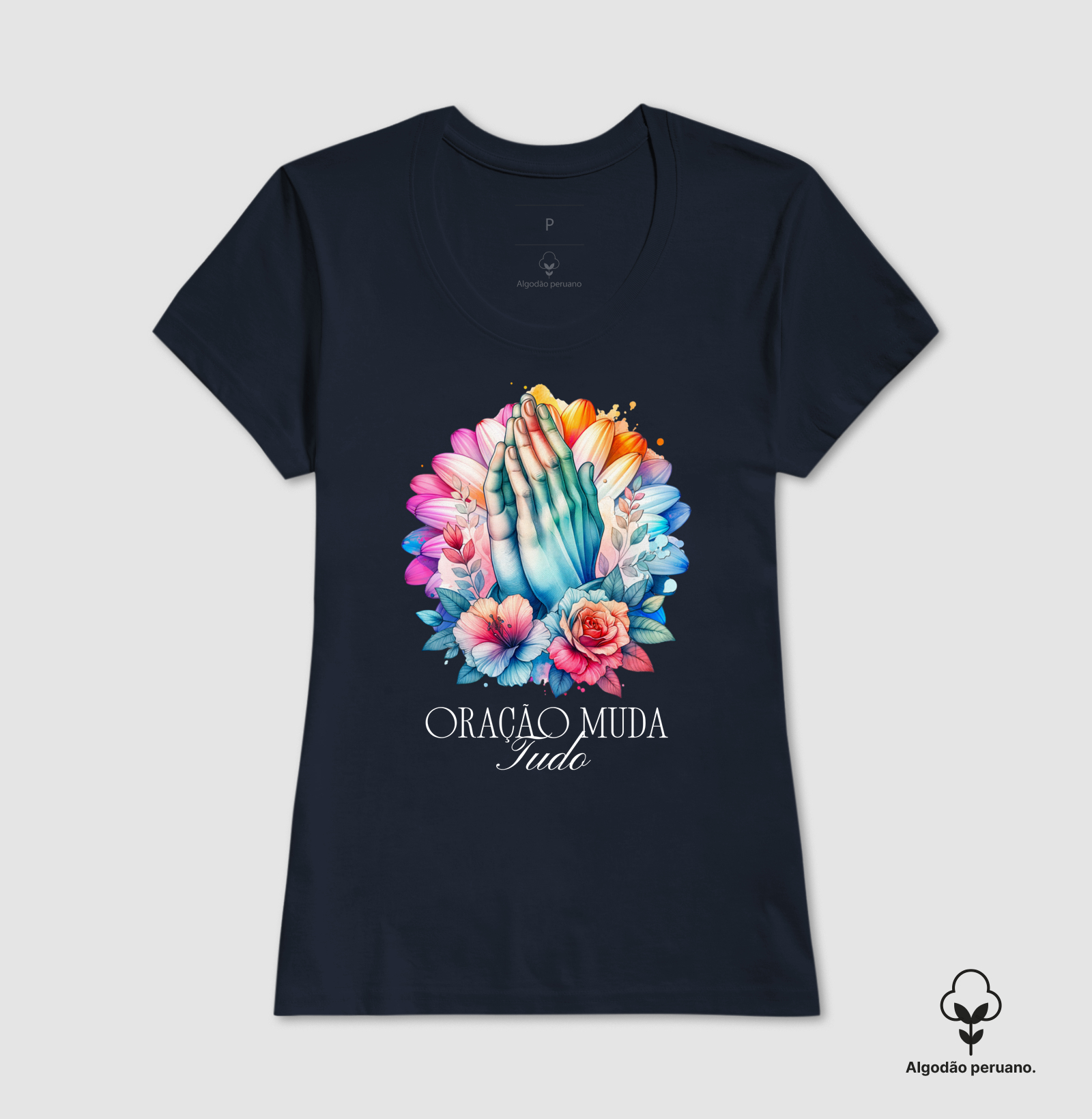 Camiseta Fem. Acinturada Algodão Peruano Oração Muda Tudo - Imagem 4