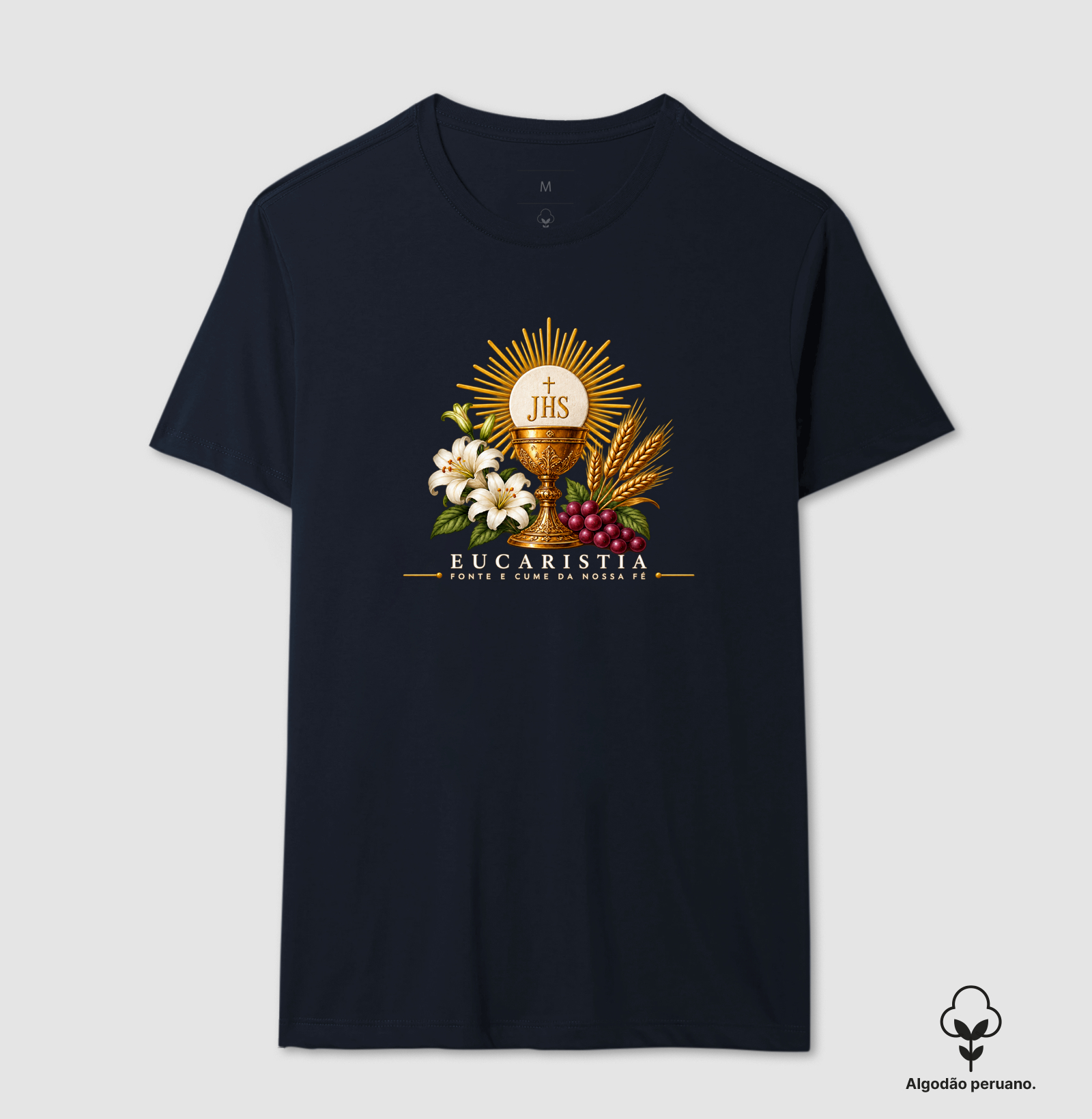 Camiseta Algodão Peruano Eucaristia, fonte e cume da nossa fé - Imagem 6