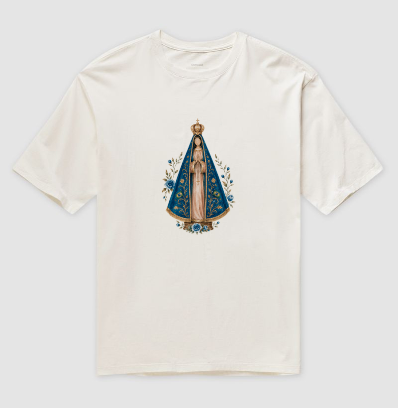 Tshirt Oversized N. Sra Aparecida Aquarela - Imagem 4
