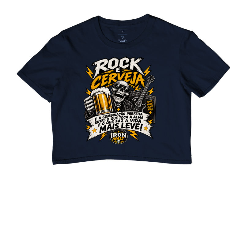 Cropped Rock e Cerveja – Estampa Rock and Roll, Música e Cerveja - Imagem 4