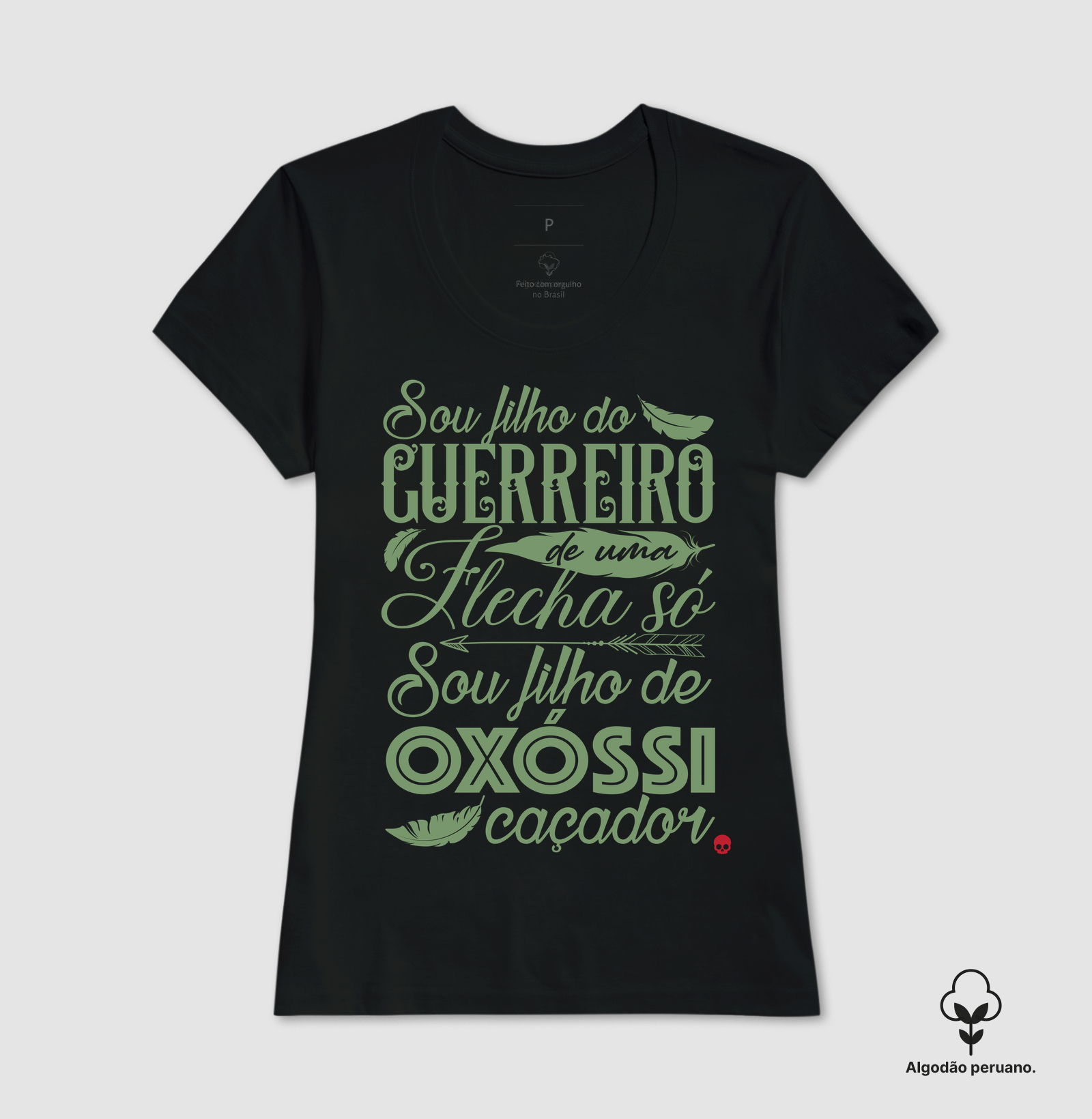 Camiseta Umbanda Oxóssi - Sou filho de um Guerreiro - Em Algodão Peruano - Imagem 3