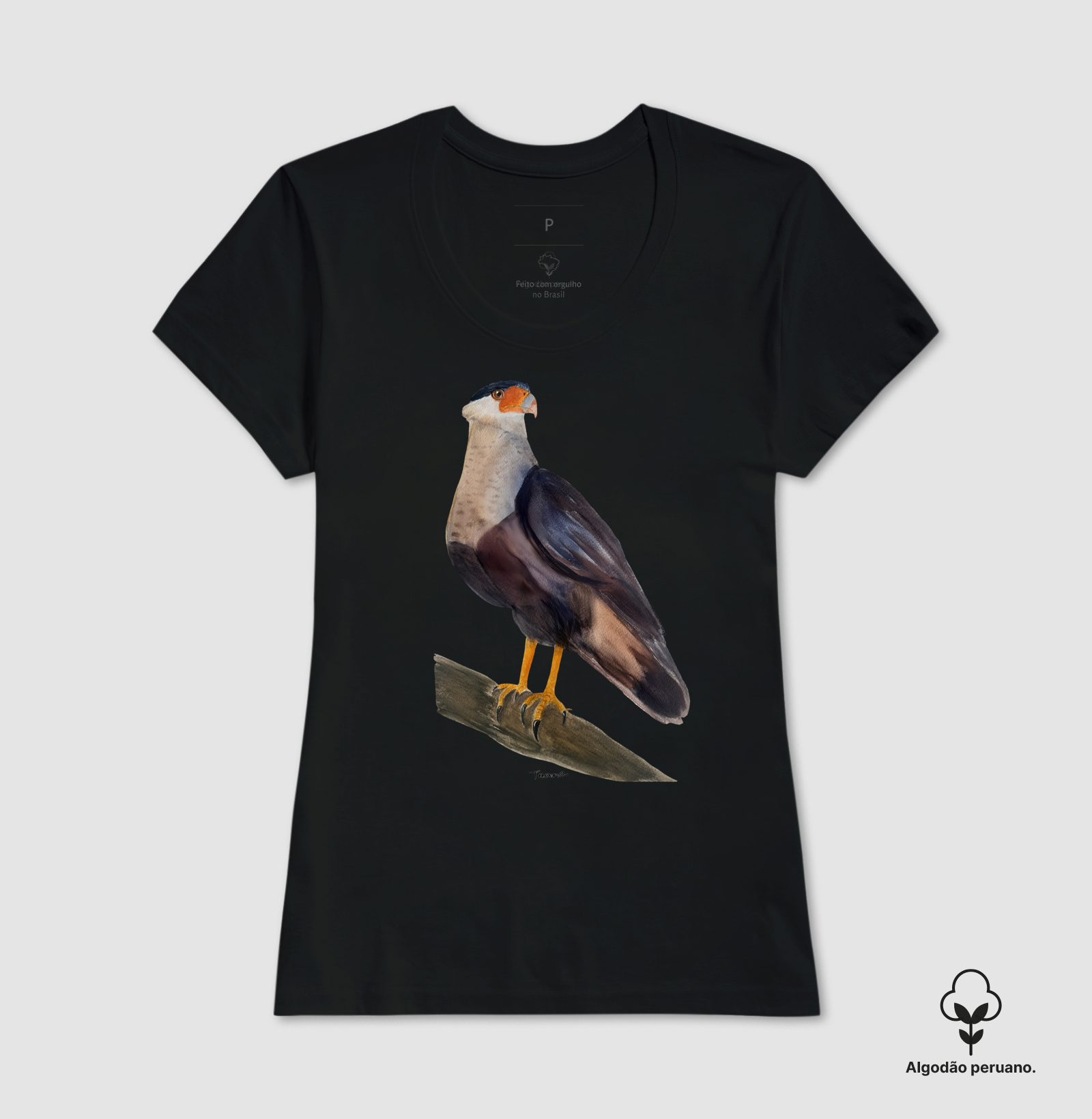 Camiseta Carcará – Aves do Brasil Algodão Peruano - Imagem 5