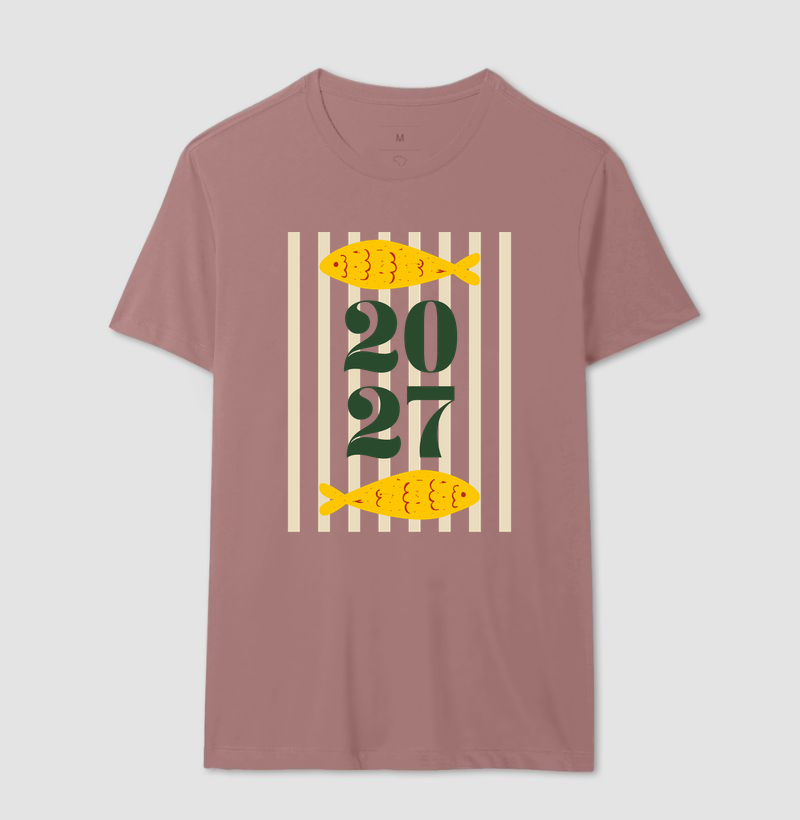 Camiseta Ano Novo 2027 Peixe Mediterrâneo Algodão - Imagem 17