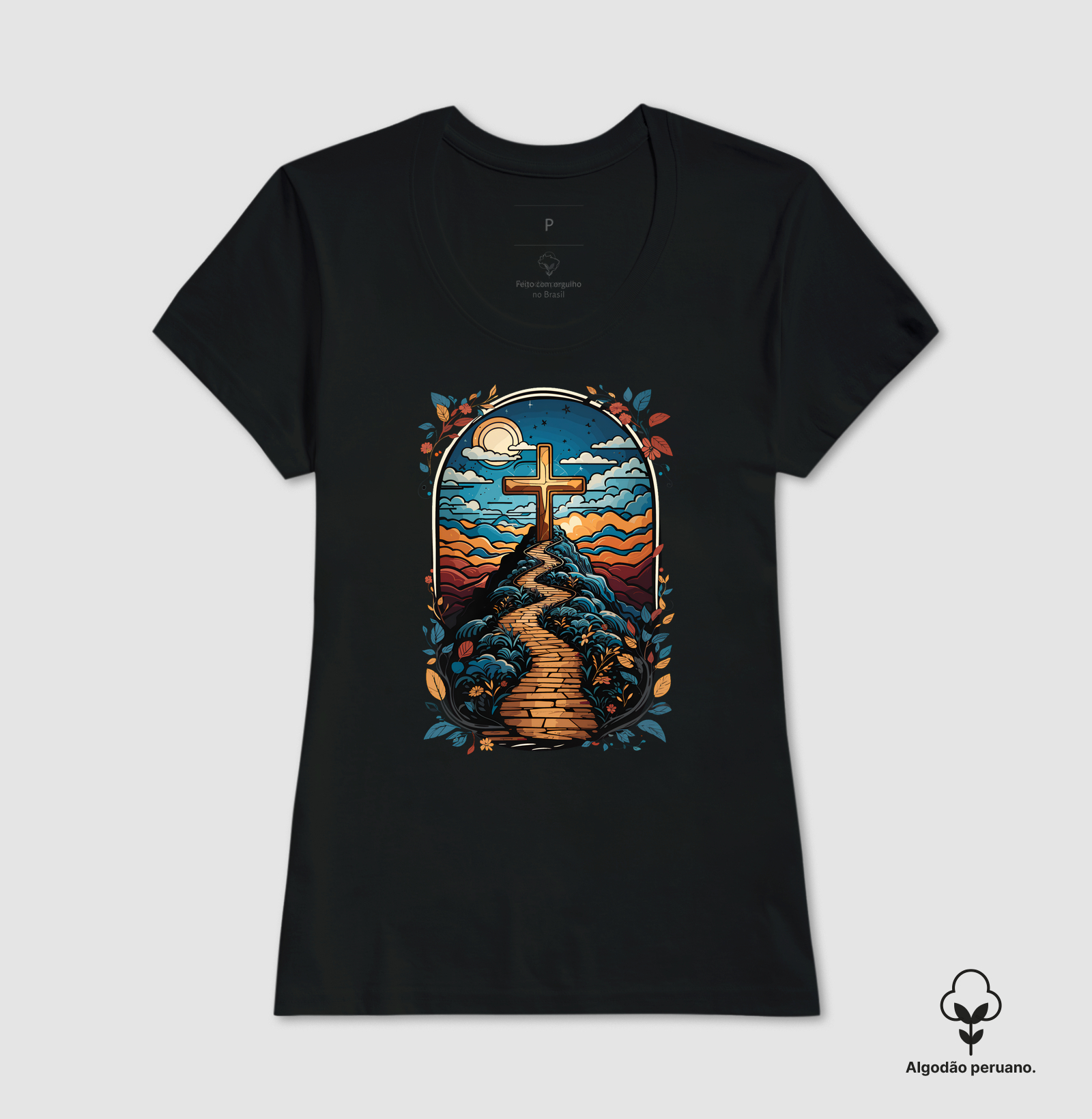 Camiseta Fem. Algodão Peruano Caminho da Cruz - Imagem 2