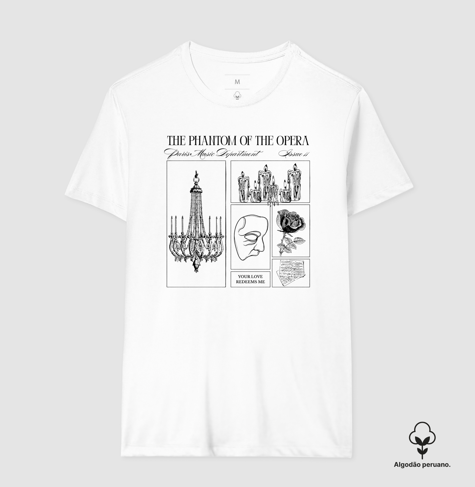 Camiseta O Fantasma da Ópera | Literatura Gótica  | Algodão Peruano  - Imagem 3