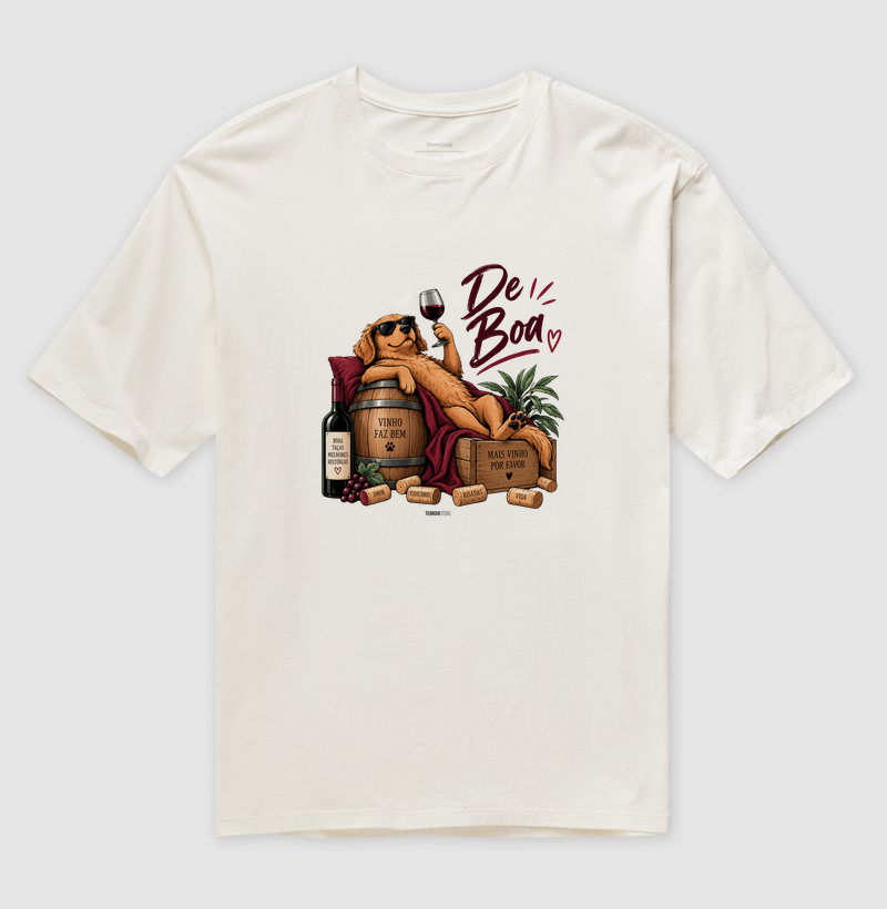 Camiseta Oversized “De Boa” Cachorro com Vinho – Lifestyle Relax - Imagem 4