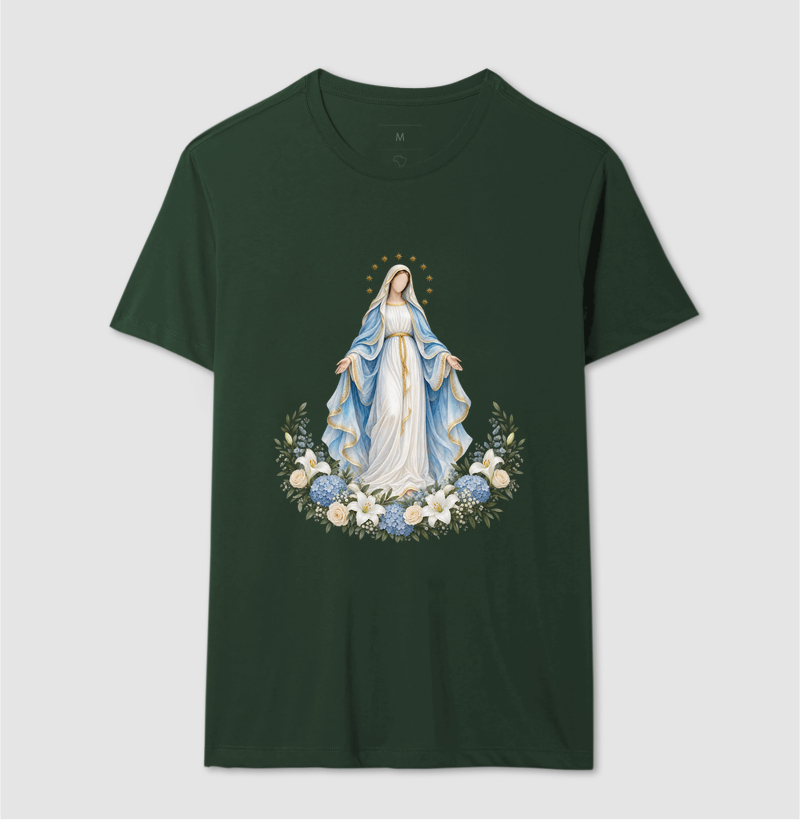 Nossa Senhora das Graças — Lírica Celeste com Coroa de Estrelas e Hortênsias - Imagem 12