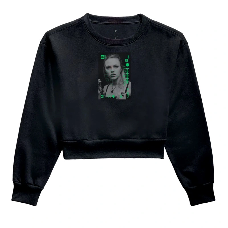 Moletom cropped feminino, visor da câmera modelo - Imagem 2