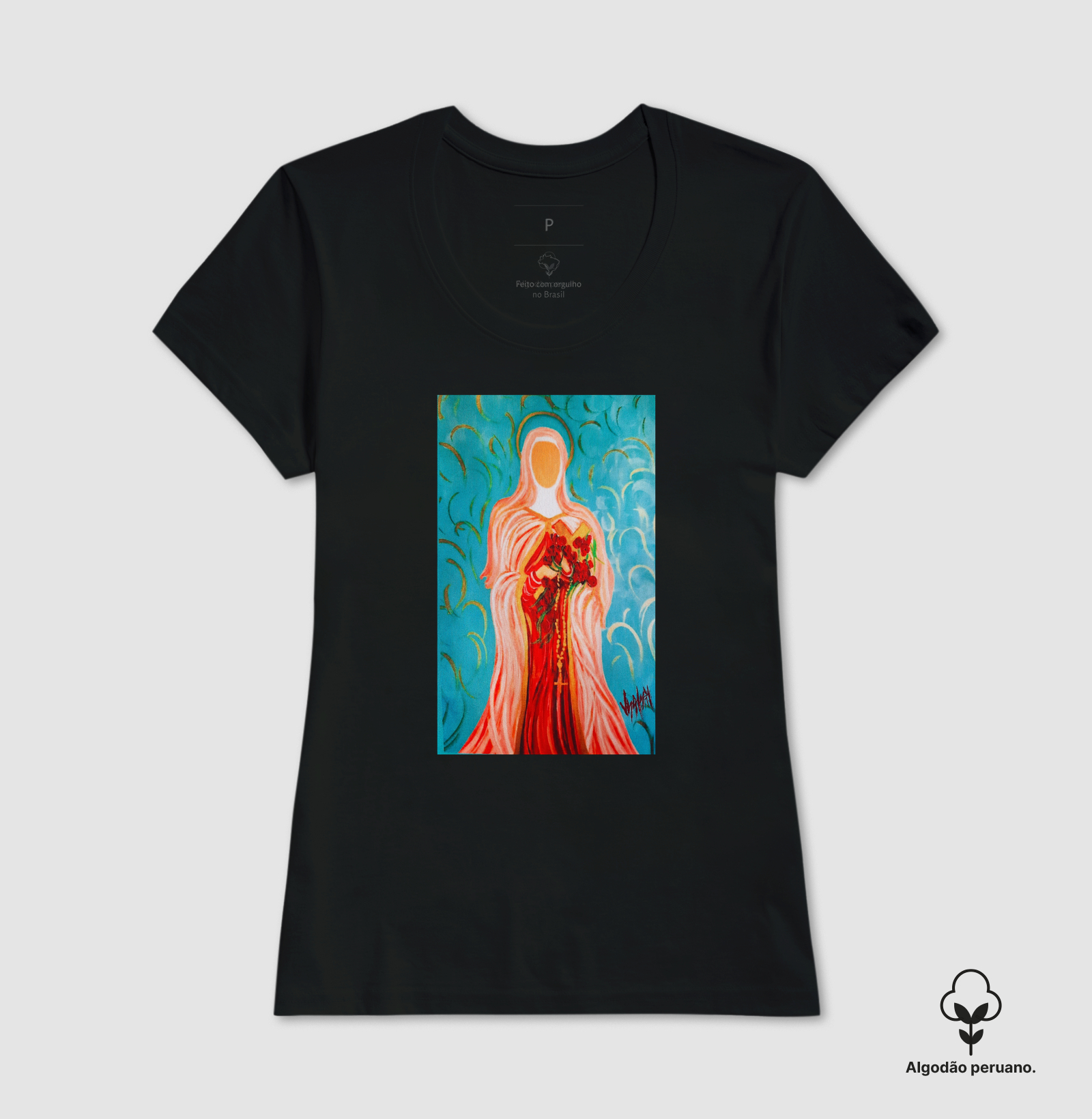 Camiseta Algodão Peruano Santa Teresinha do Menino Jesus Arte Sacra - Imagem 9